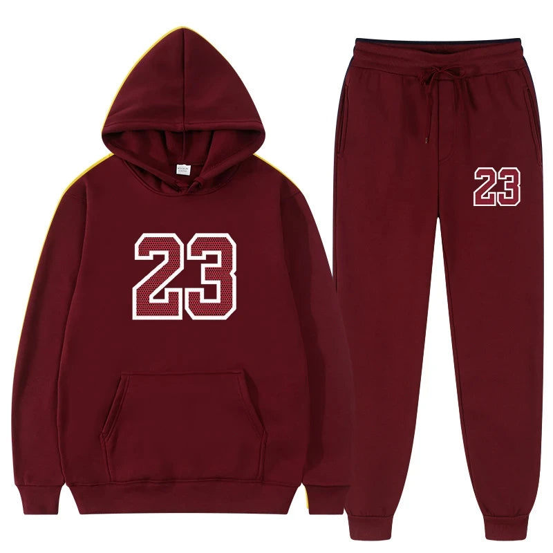 Jogging 2 Pieces Hooded Shirt Track Suits Men's Set Two Piece Set Sport Pants